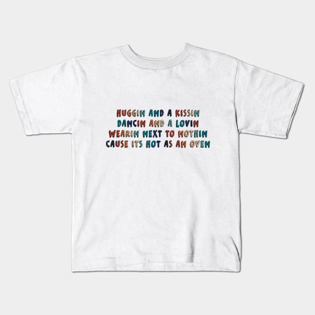 Hugging and a kissing, dancing and a loving. Retro color palette Kids T-Shirt by Fruit Tee